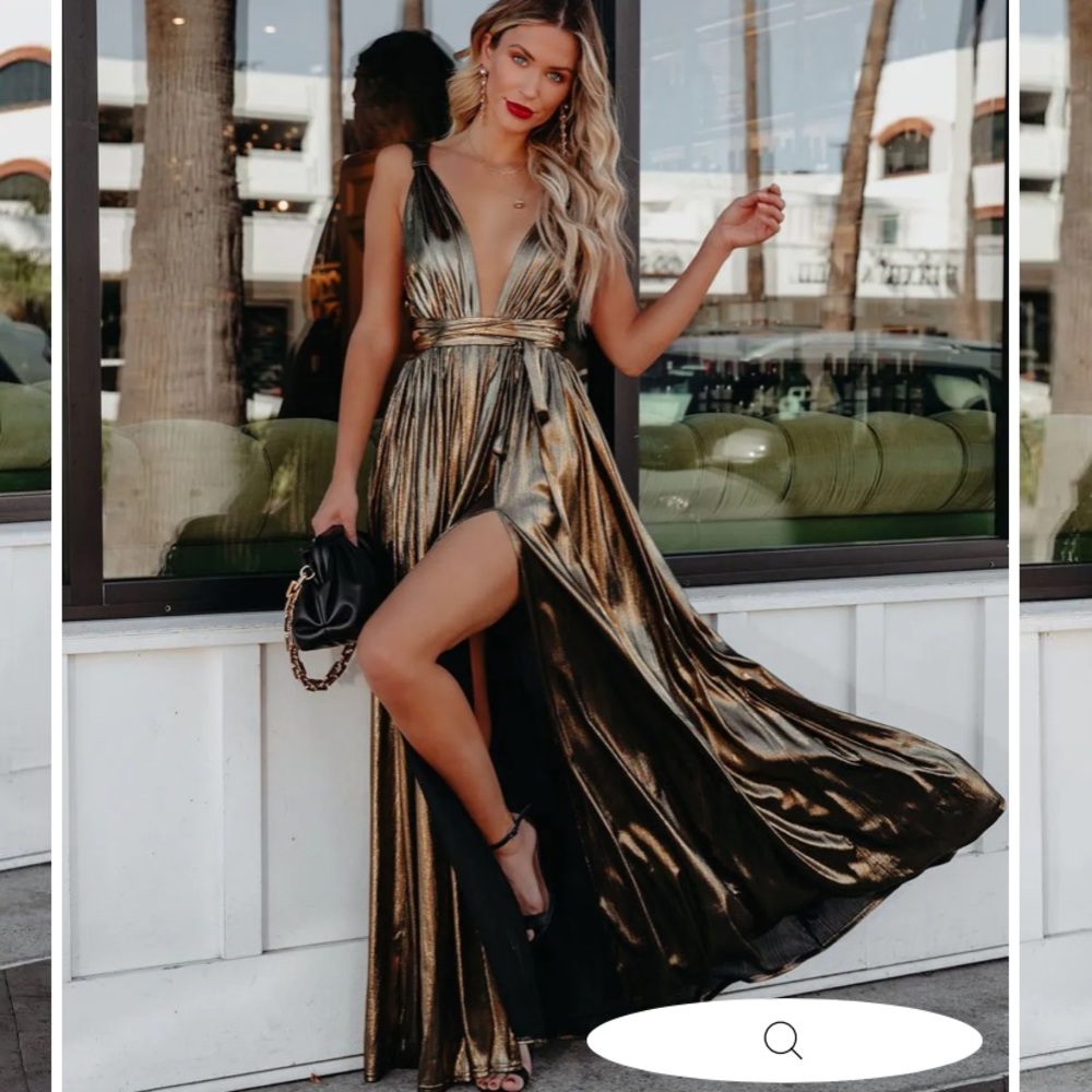 Vici Esmeralda Metallic Gold Gown